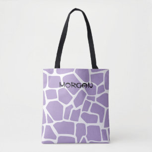 Giraffe Muster Tote Bag - Lila und weiß Tasche