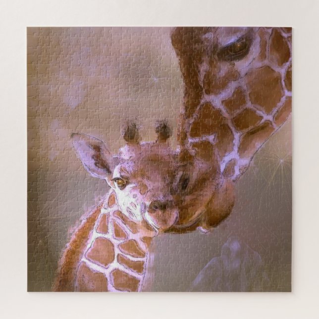 Giraffe Mutter Liebe Pastellfarben zeitgenössische (Vertikal)