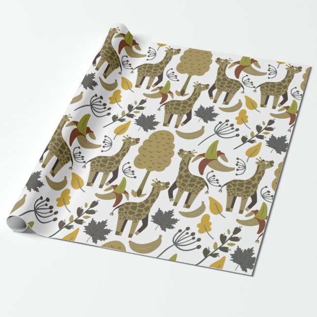 Giraffe nahtloses Muster, gelb, groß Geschenkpapier (Ungerollt)