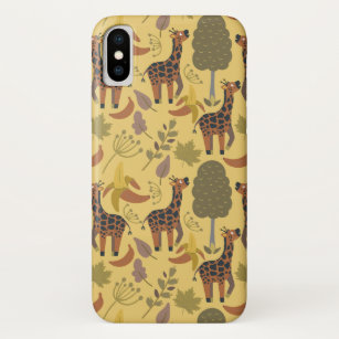 Giraffe nahtloses Muster, gelber Hintergrund Case-Mate iPhone Hülle