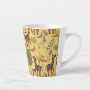 Giraffe nahtloses Muster, gelber Hintergrund Milchtasse