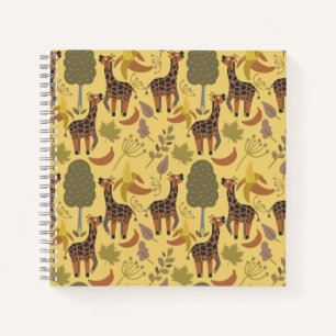 Giraffe nahtloses Muster, gelber Hintergrund Notizbuch