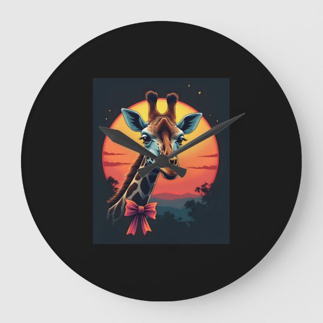 Giraffe Neck wie ein Rollercoaster Run Funny Retro Große Wanduhr (Vorderseite)