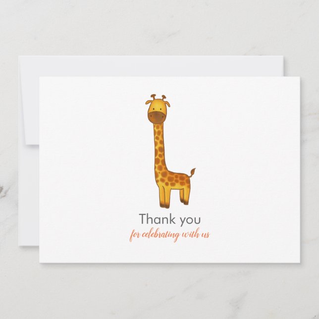Giraffe Niedliche Minimalistische Babydusche Viele Dankeskarte (Vorderseite)