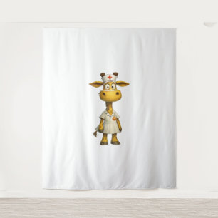 Giraffe Nurse Cartoon - Herausgeber der Whimsikale Wandteppich