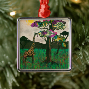 Giraffe on the Planes of Africa Ornament Aus Metall