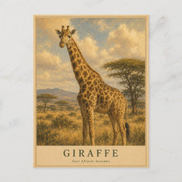Giraffe ostafrikanische Savanne VINTAGE Postkarte