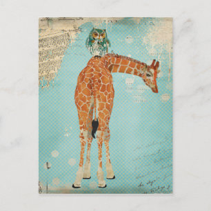GIRAFFE & OWL Postcard Postkarte