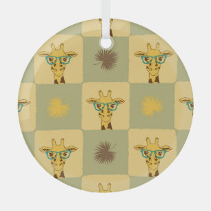 Giraffe Palm: Tropisch Checked Print Ornament Aus Glas