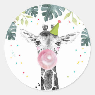 Giraffe Party Animals Safari Junge Geburtstag Cupc Runder Aufkleber
