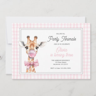 Giraffe Party Invitation d'anniversaire animal - r