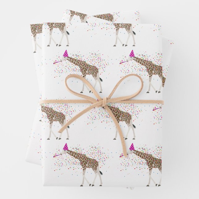 Giraffe Partying Safari Tiere mit einem Party Geschenkpapier Set (Beispiel)