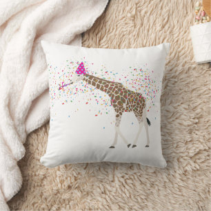 Giraffe Partying Safari Tiere mit einem Party Kissen