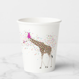 Giraffe Partying Safari Tiere mit einem Party Pappbecher