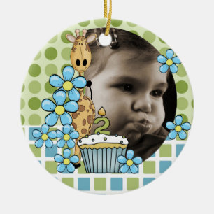 Giraffe personnalisée 2e anniversaire ornement pho
