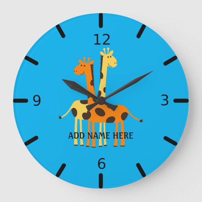 Giraffe personnalisée Grande horloge (Recto)