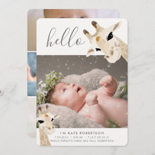 Giraffe Photo Collage Faire-part de naissance