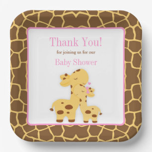 Giraffe Pink Girl Baby Dusche Pappteller