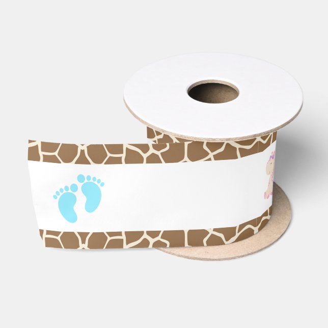Giraffe Pink Girl Baby Dusche Satinband (Spule)
