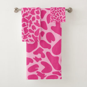 Giraffe Pink Skin Pattern Wildtierprint Badhandtuch Set