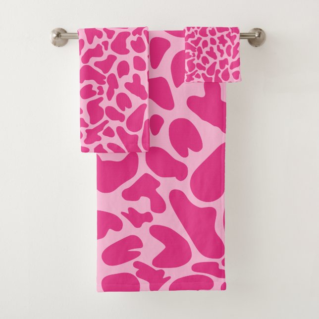 Giraffe Pink Skin Pattern Wildtierprint Badhandtuch Set (Insitu)