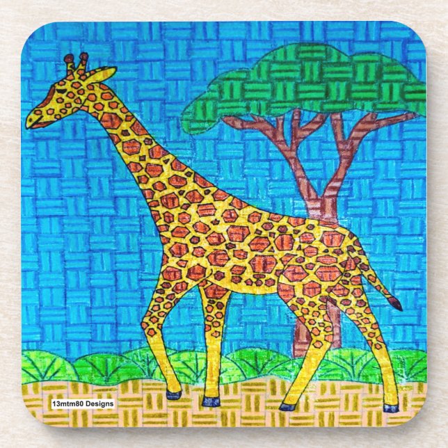 Giraffe - Plastikuntersetzer Getränkeuntersetzer (Vorderseite)