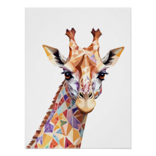 Giraffe Playful Adorable Fun Animal Colorful Joy Poster