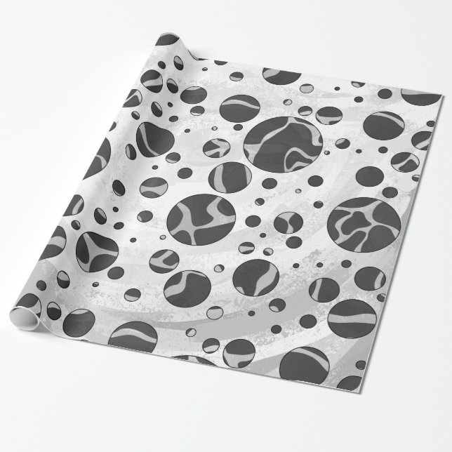 Giraffe Polka Dot Black and Light Gray Print Geschenkpapier (Ungerollt)