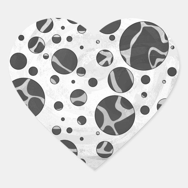 Giraffe Polka Dot Black and Light Gray Print Herz-Aufkleber (Vorderseite)