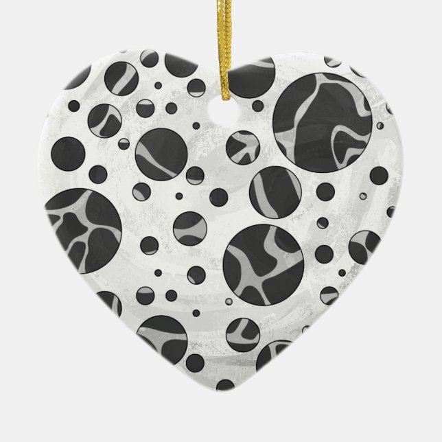 Giraffe Polka Dot Black and Light Gray Print Keramikornament (Vorne)