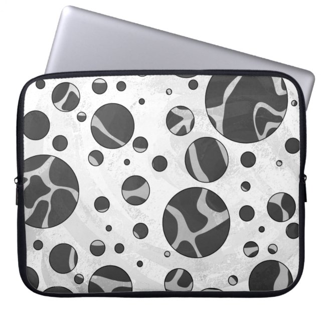 Giraffe Polka Dot Black and Light Gray Print Laptopschutzhülle (Vorderseite)