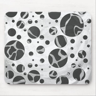Giraffe Polka Dot Black and Light Gray Print Mousepad