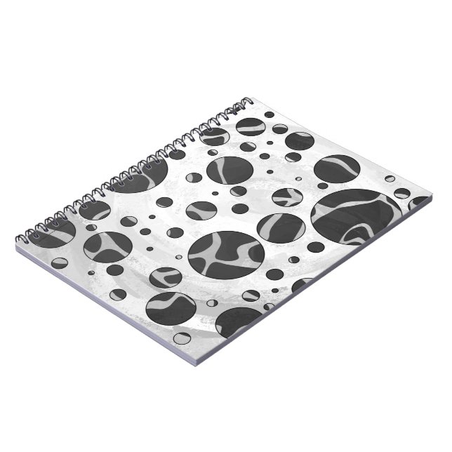 Giraffe Polka Dot Black and Light Gray Print Notizblock (Linke Seite)