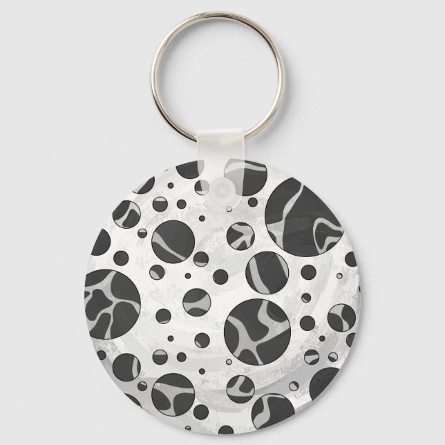 Giraffe Polka Dot Black and Light Gray Print Schlüsselanhänger (Vorderseite)