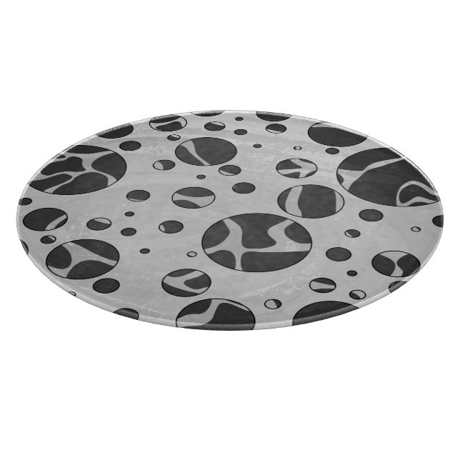 Giraffe Polka Dot Black and Light Gray Print Schneidebrett (Ecke)