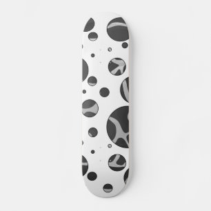 Giraffe Polka Dot Black and Light Gray Print Skateboard