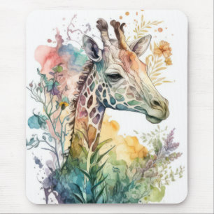 Giraffe Portrait Animal Painting Wildlife Outdoor Mousepad