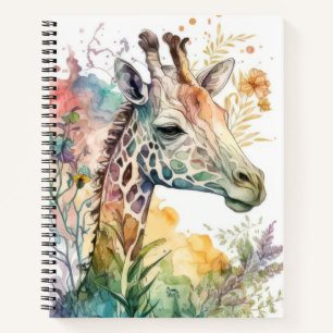 Giraffe Portrait Animal Painting Wildlife Outdoor Notizbuch