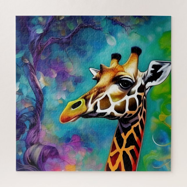 Giraffe Portrait farbenfroh (Vertikal)