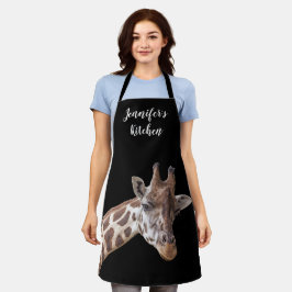 Giraffe Portrait Foto Personalisierter Name Schürze