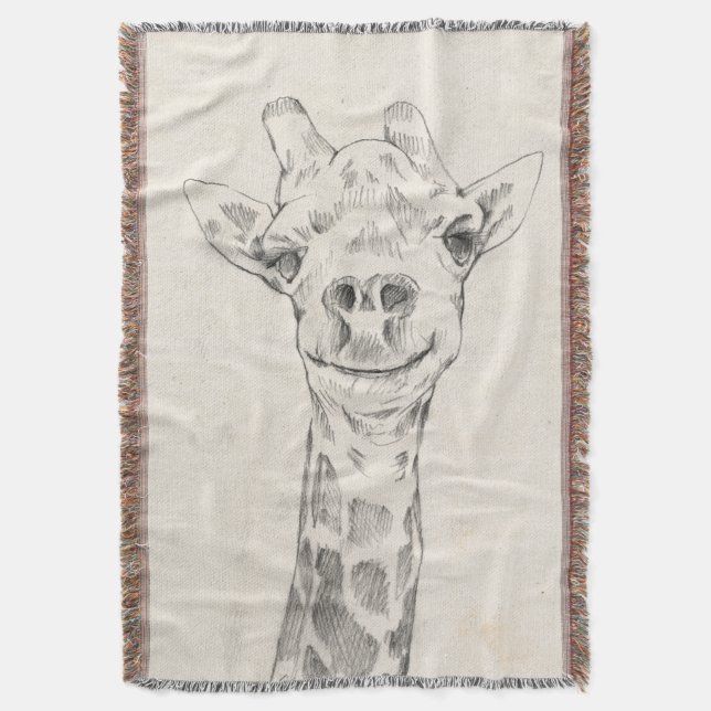 Giraffe Portrait Sketch Decke (Vorderseite Vertikal)