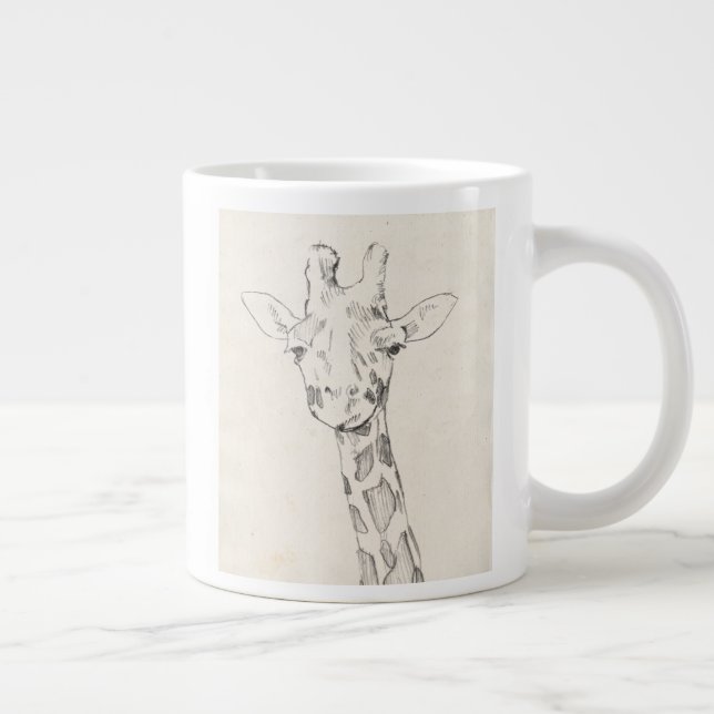 Giraffe Portrait | Zeichnung Jumbo-Tasse (Rechts)