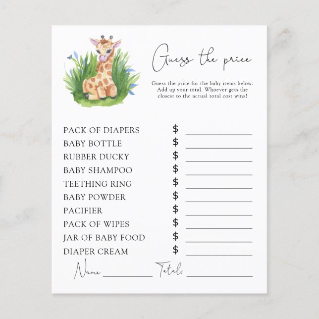 Giraffe - Preisratenspiel (Vorderseite)