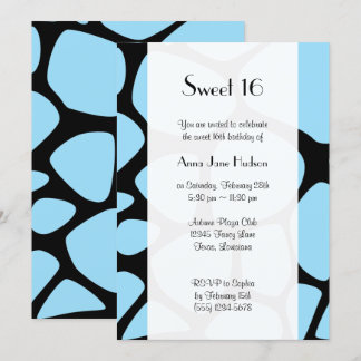 Giraffe Print, Blue Giraffe, Jungle, Sweet 16 Einladung