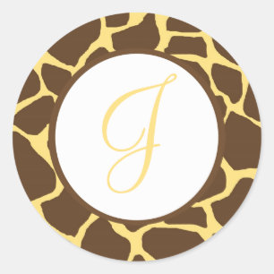 Giraffe Print Mit Monogramm Stickers