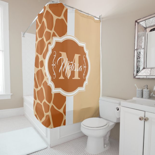 Giraffe Print Monogram Duschvorhang (Beispiel)