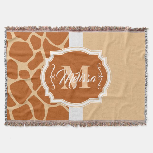 Giraffe-Print-Monogramm Decke (Vorderseite)