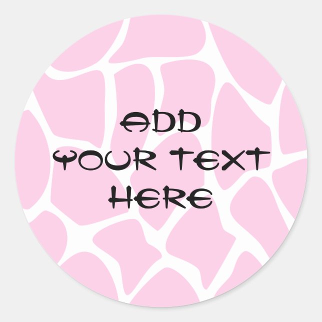 Giraffe Print Muster in Candy Pink. Runder Aufkleber (Vorderseite)