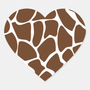 Giraffe Print Muster in Dunkelbraun. Herz-Aufkleber