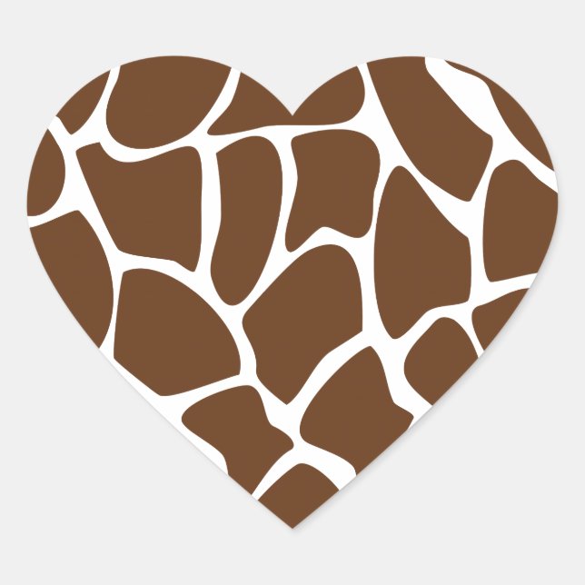 Giraffe Print Muster in Dunkelbraun. Herz-Aufkleber (Vorderseite)